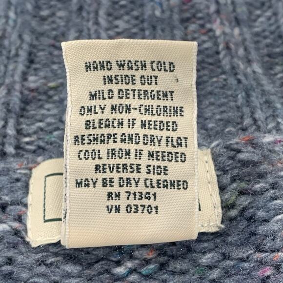 LL BEAN Cable Knit Cardigan Small Blue Wool Button Up Marled Sweater VTG EUC - Picture 7 of 8